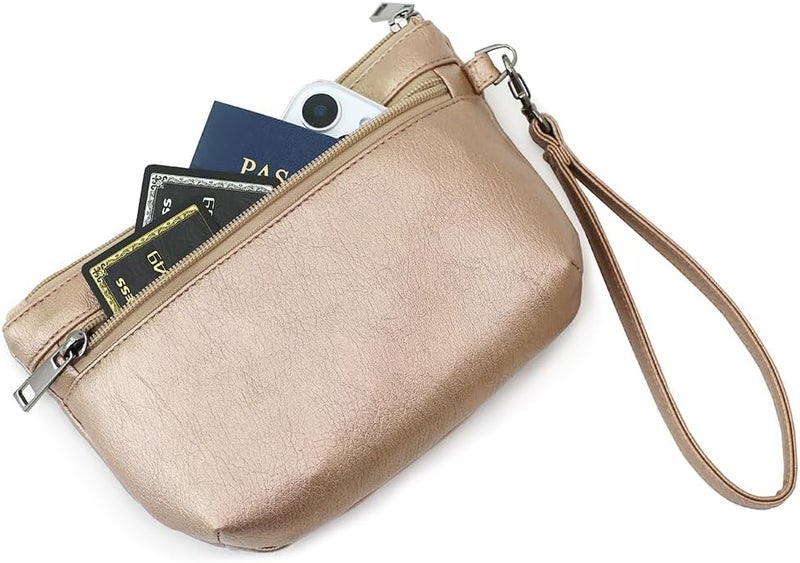 BBORGDC Small Wristlet Wallets for Women, Zip Clutch Bag with Wristlet Pouch, 3-Zipper Original Design - Image 5